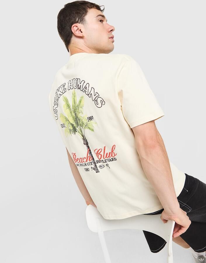 Unlike Humans Palm T-Shirt Crème- Heren Crème