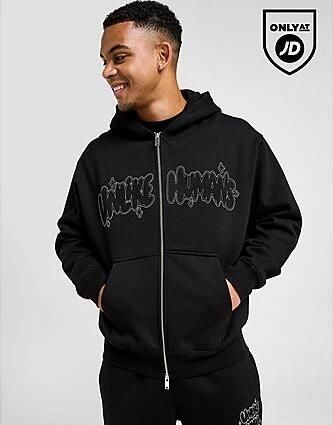 Unlike Humans Regent Full Zip Hoodie Black- Heren Black