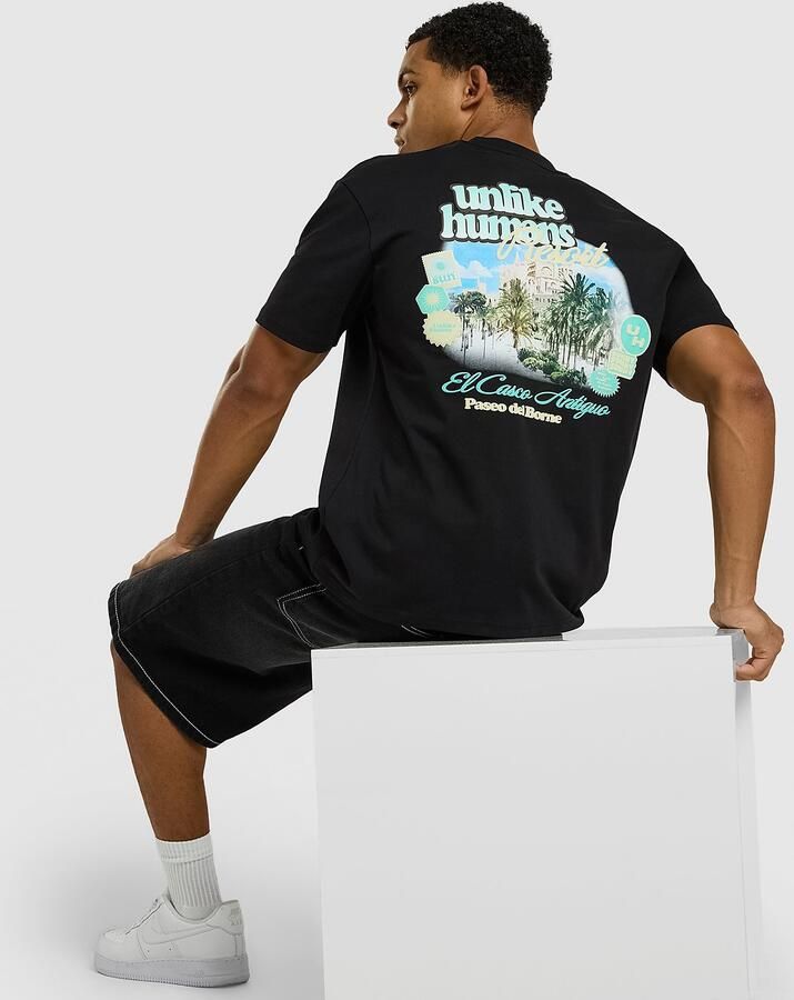 Unlike Humans Resort T-Shirt Zwart- Heren Zwart