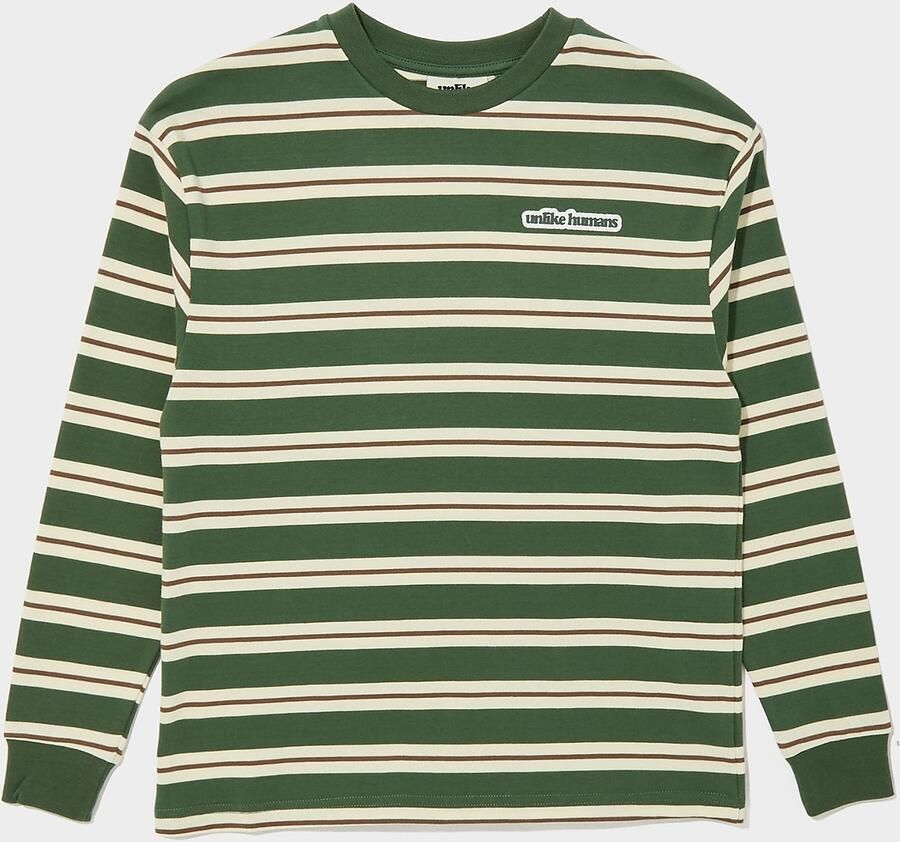 Unlike Hu s Striped Long Sleeve T-Shirt Junior Groen Kind Groen