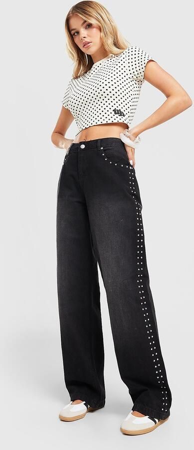 Unlike Humans Studded Jeans Zwart- Dames Zwart