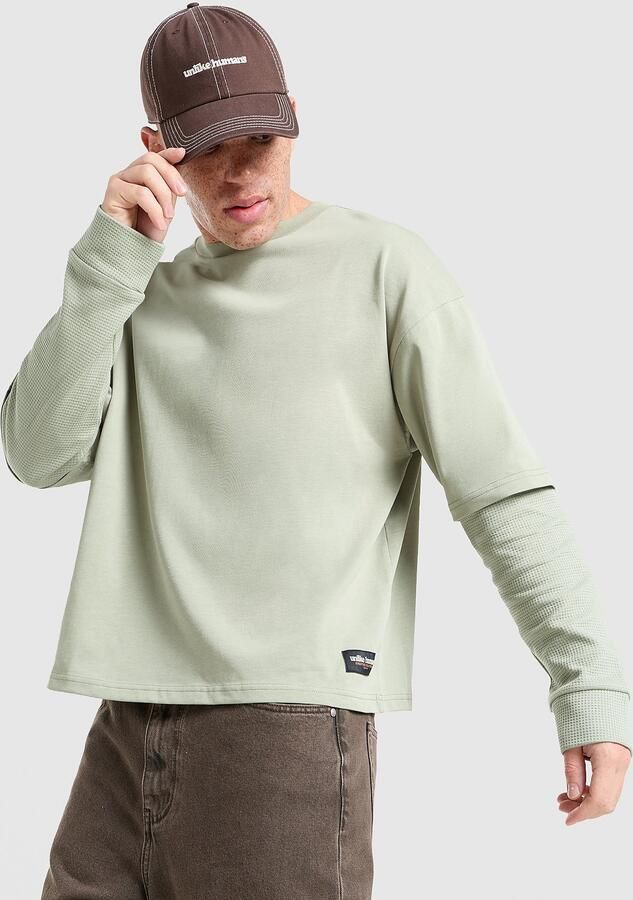 Unlike Humans Whit Long Sleeve T-Shirt Groen- Heren Groen