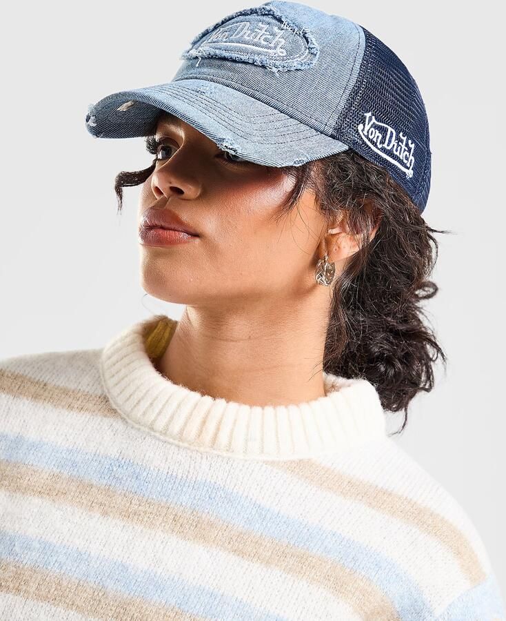 Von Dutch Denim Trucker Cap Blauw- Dames Blauw