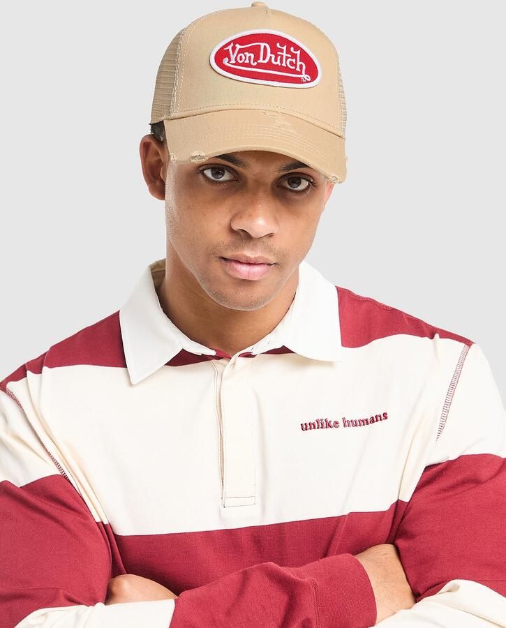 Von Dutch Distressed Trucker Cap Beige- Dames Beige