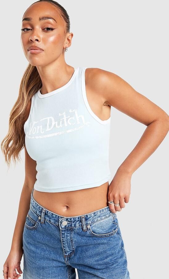 Von Dutch Large Logo Tank Top Blauw- Dames Blauw