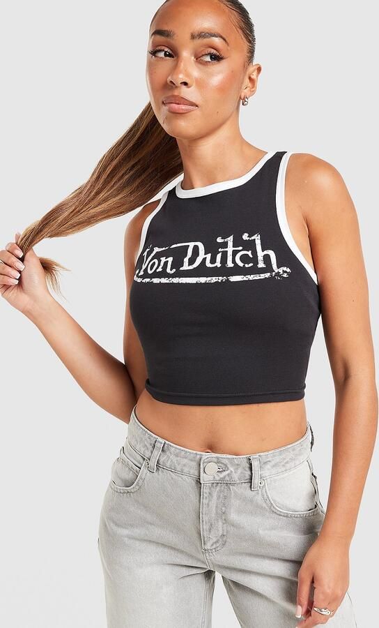 Von Dutch Large Logo Tank Top Zwart- Dames Zwart