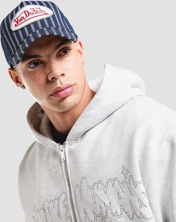 Von Dutch Stripe Trucker Cap Blauw- Dames Blauw
