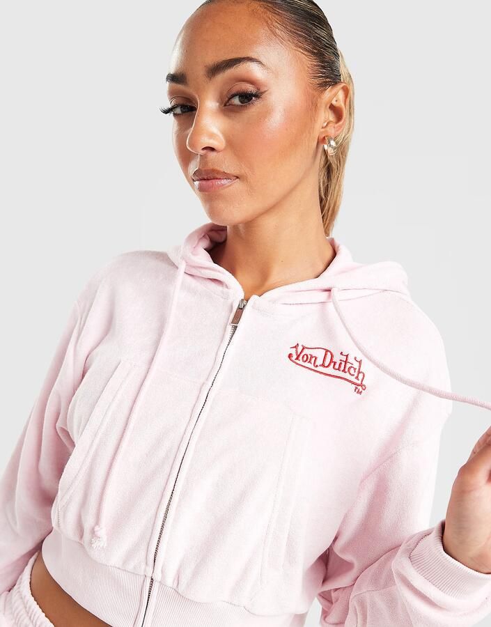 Von Dutch Velour Hoodie Roze- Dames Roze