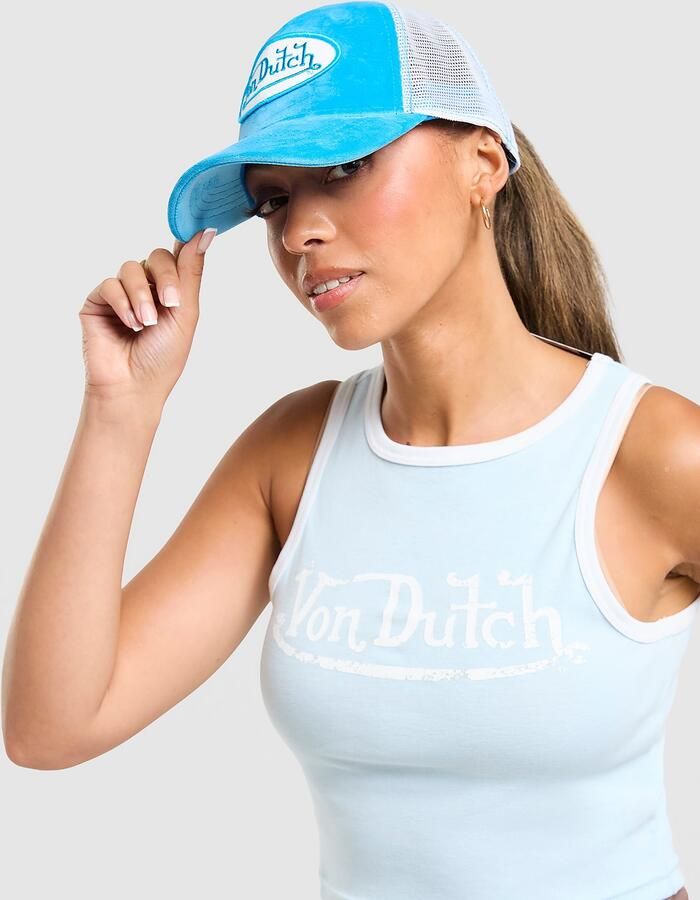 Von Dutch Velvet Trucker Cap Blauw- Dames Blauw