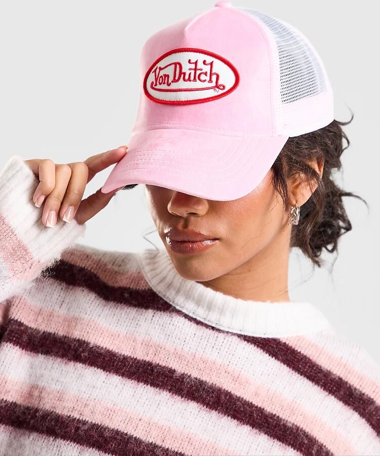Von Dutch Velvet Trucker Cap Roze- Dames Roze