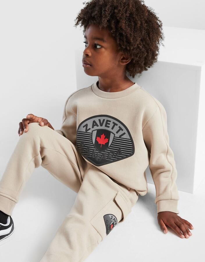 Zavetti Canada Botticini Reflective Crew Tracksuit Children Beige