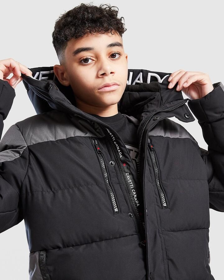 Zavetti Canada Raffino Colour Block Parka Jacket Junior Zwart Kind Zwart