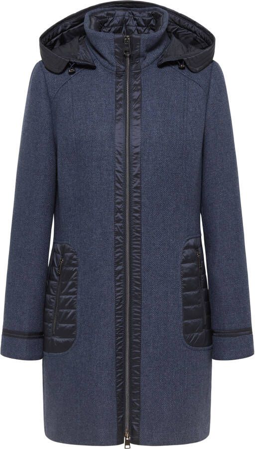Barbara Lebek Jeansblauw Mantel wol step
