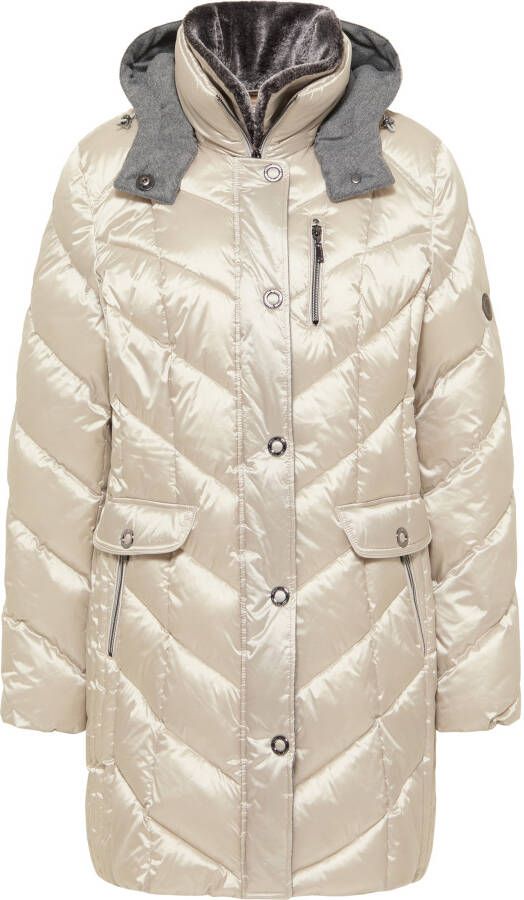 Barbara Lebek Offwhite Jas halflang kraag