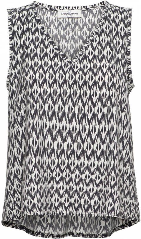 &Co Antraciet Top v hals ikat travel