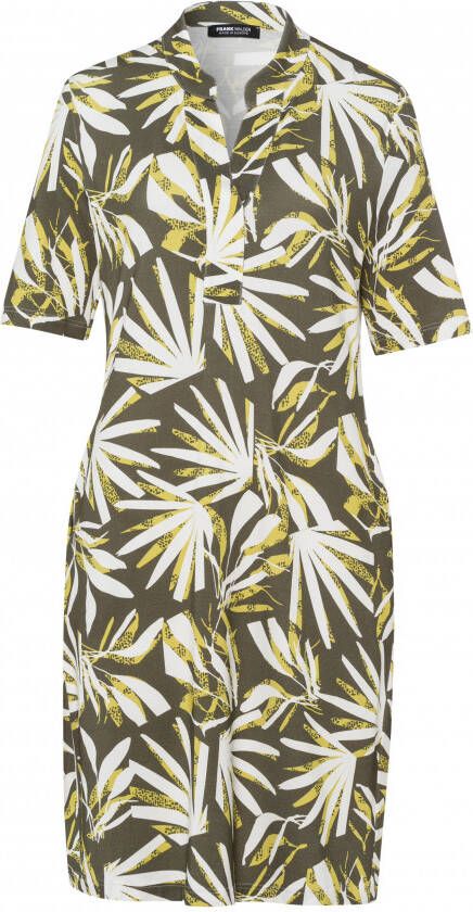 Frank Walder Khaki Jurk met zakken bladprint