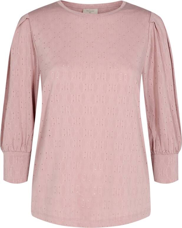 FreeQuent Licht roze Top broderie pofmouw 3 4