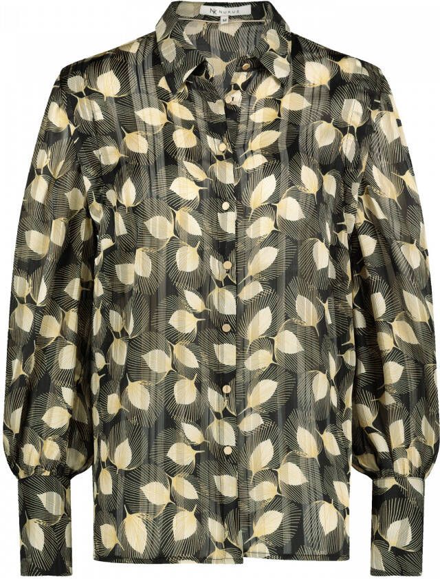 Nukus Zwart Blouse blad kraag
