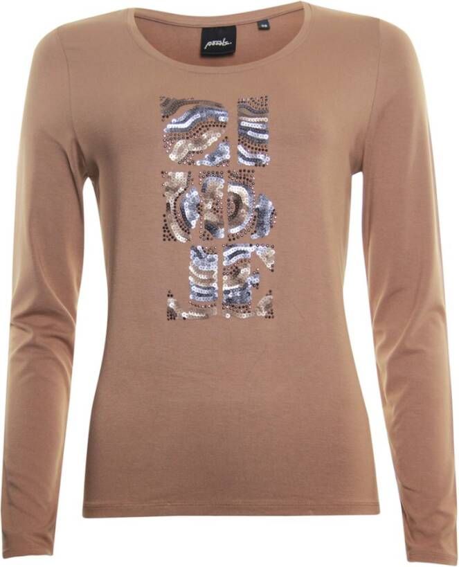 Poools Camel T shirt pailletten