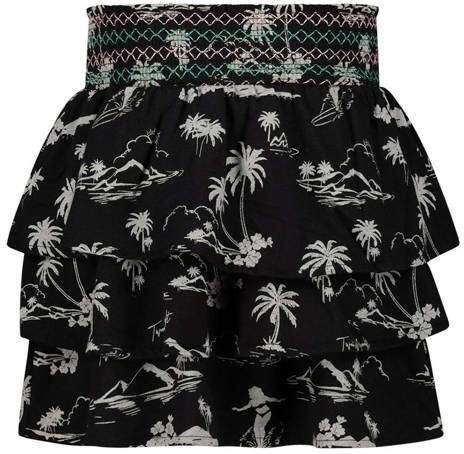 29FT rok met all over print en ruches zwart wit Meisjes Katoen All over print 140-146 - Foto 2