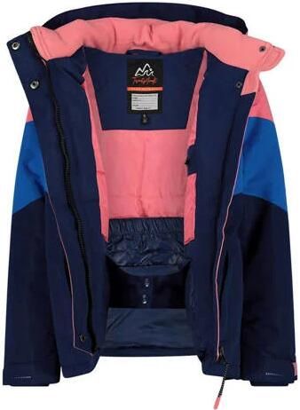 29FT ski-jack donkerblauw kobalt roze Skijack Meisjes Gerecycled polyester Capuchon 140-146 - Foto 3