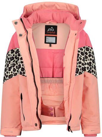 29FT ski-jack roze Skijack Meisjes Gerecycled polyester Capuchon Panterprint 152-158 - Foto 2