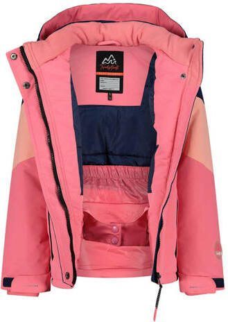 29FT ski-jack roze donkerblauw Skijack Meisjes Gerecycled polyester (duurzaam) Capuchon 140-146 - Foto 3