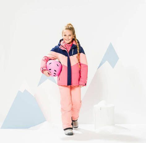 29FT ski-jack roze donkerblauw Skijack Meisjes Gerecycled polyester (duurzaam) Capuchon 140-146 - Foto 2
