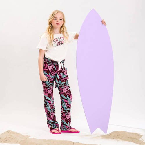 29FT straight fit broek met all over print paars roze blauw Meisjes Viscose 128-134 - Foto 3