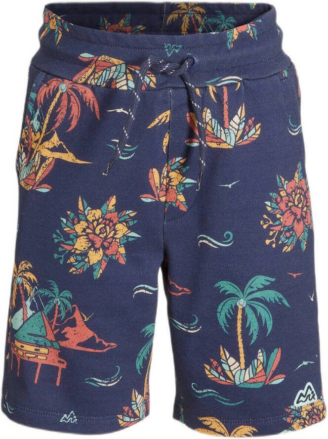 29FT sweatshort met all over print donkerblauw Korte broek Jongens Katoen 152