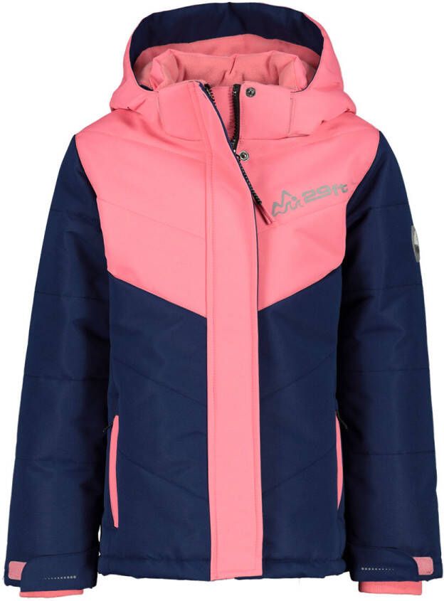 29FT ski-jack donkerblauw roze Skijack Meisjes Gerecycled polyester (duurzaam) Capuchon 152-158