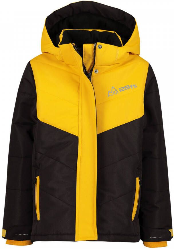 29FT ski-jack zwart geel Skijack Meisjes Gerecycled polyester Capuchon 152-158