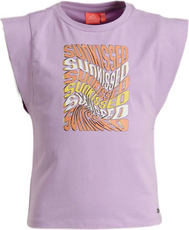 29FT T-shirt met tekstopdruk lila Paars Meisjes Katoen Ronde hals Tekst 116 - Foto 2