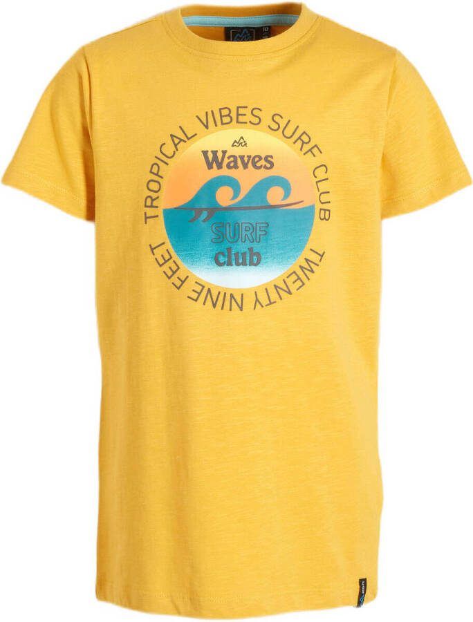 29FT T-shirt met printopdruk geel Jongens Katoen Ronde hals Printopdruk 164