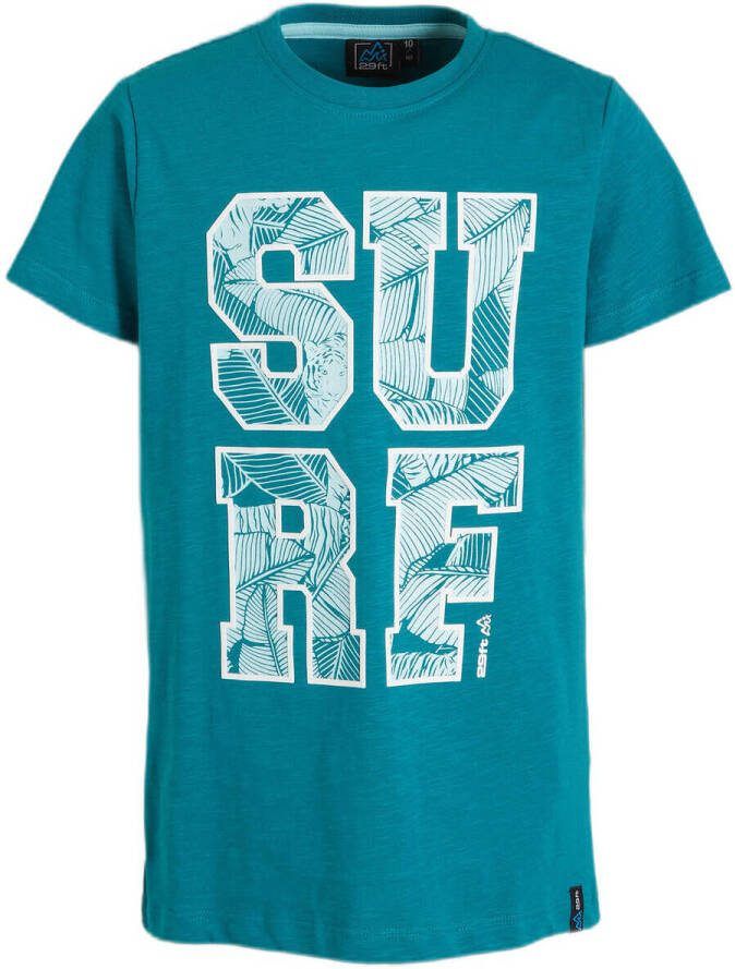 29FT T-shirt met printopdruk petrol Blauw Jongens Katoen Ronde hals Printopdruk 116