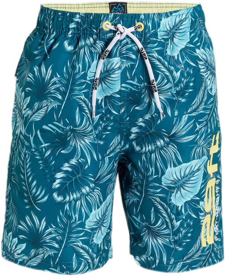 29FT zwemshort Mauro blauw Jongens Gerecycled polyester (duurzaam) Blad 176