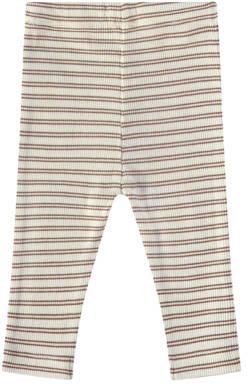 A Tiny Story baby gestreepte regular fit broek beige ecru Stretchkatoen 50