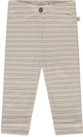 A Tiny Story gestreepte casual broek beige Katoen Streep
