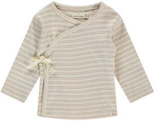 A Tiny Story gestreepte longsleeve beige Katoen Ronde hals