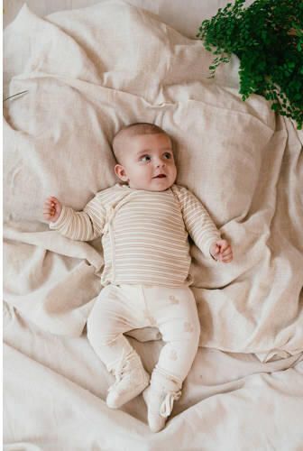 A Tiny Story gestreepte longsleeve beige Katoen Ronde hals - Foto 2