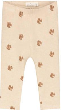 A Tiny Story katoenen regular fit babybroek met print beige All over print