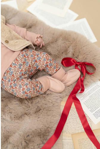 A Tiny Story katoenen slim fit babybroek met print roze All over print - Foto 2