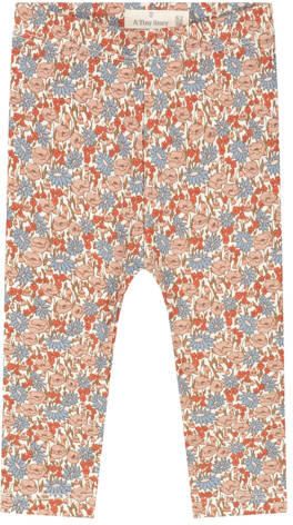 A Tiny Story katoenen slim fit babybroek met print roze All over print