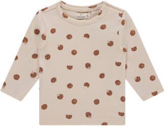 A Tiny Story longsleeve ecru Jongens Stretchkatoen Ronde hals All over print