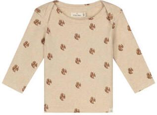 A Tiny Story longsleeve met print beige Katoen Ronde hals