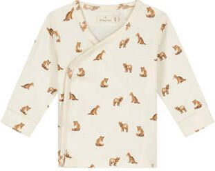 A Tiny Story longsleeve met print ivoor Wit Katoen V-hals