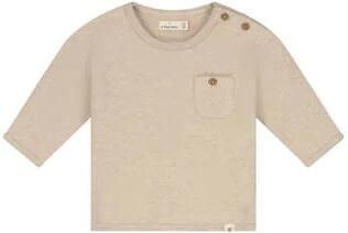 A Tiny Story rechtvallende longsleeve beige Katoen Ronde hals