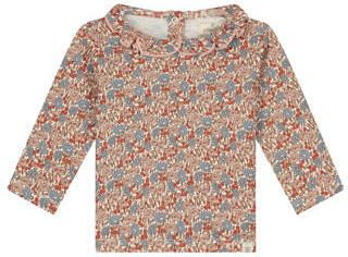 A Tiny Story rechtvallende longsleeve met ruches en print roze Meisjes Katoen Peter Pan-kraag