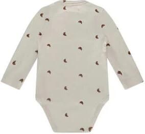 A Tiny Story romper ecru bruin Meisjes Stretchkatoen Ronde hals All over print 68