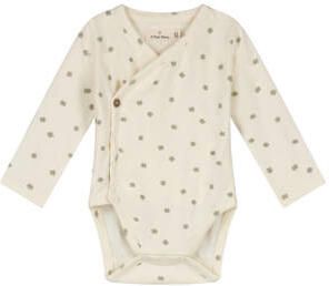 A Tiny Story romper met overslag ecru groen Katoen V-hals